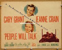 v170 PEOPLE WILL TALK title movie lobby card '51 Cary Grant, Jeanne Crain