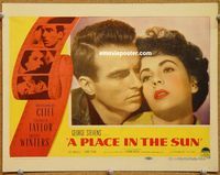v786 PLACE IN THE SUN movie lobby card #2 '51 best Clift & Taylor c/u!