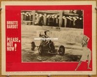 v752 ONLY FOR LOVE movie lobby card #1 '63 Brigitte Bardot in go-cart!