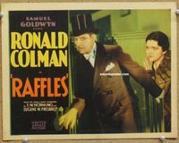 v801 RAFFLES movie lobby card '30 Ronald Colman as master criminal!