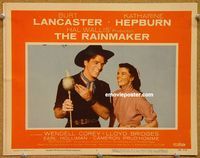 v804 RAINMAKER movie lobby card #7 '56 Lancaster & Hepburn closeup!