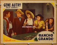 v805 RANCHO GRANDE movie lobby card '40 Gene Autry gambling w/girls!