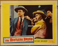 v817 RESTLESS BREED movie lobby card #4 '57 Scott Brady close up!