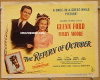 v175 RETURN OF OCTOBER title movie lobby card '48 Glenn Ford, Terry Moore