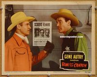 v823 RIM OF THE CANYON movie lobby card #2 '49 Gene Autry & sheriff!
