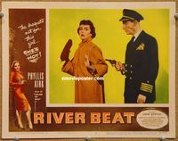 v824 RIVER BEAT movie lobby card #4 '54 bad girl Phyllis Kirk caught!