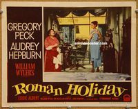 v024 ROMAN HOLIDAY movie lobby card #3 '53 Audrey Hepburn undressed!