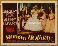 v023 ROMAN HOLIDAY movie lobby card #7 '53 Audrey Hepburn seated!