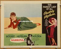 v842 SABRINA movie lobby card #1 R65 best Audrey Hepburn portrait!