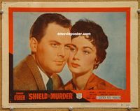 v868 SHIELD FOR MURDER movie lobby card #5 '54 John Agar, English