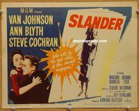 v179 SLANDER title movie lobby card '57 Van Johnson, Ann Blyth