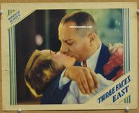 v980 THREE FACES EAST movie lobby card '30 Erich von Stroheim c/u!