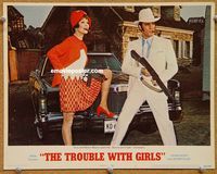 w006 TROUBLE WITH GIRLS movie lobby card #1 '69 gangster Elvis w/gun!