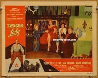 v199 2-GUN LADY movie lobby card '56 Peggie Castle, Marie Windsor