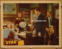 w024 UTAH movie lobby card '45 Roy Rogers holding white hat!