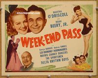 v196 WEEKEND PASS title movie lobby card '44 Martha O'Driscoll, Beery Jr.