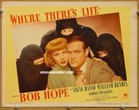 w047 WHERE THERE'S LIFE movie lobby card '47 Bob Hope, Hasso closeup!