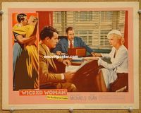 w064 WICKED WOMAN movie lobby card #2 '53 bad girl Beverly Michaels!