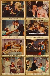 a063 DOCTOR IN DISTRESS 8 English movie lobby cards '64 Bogarde, Eggar