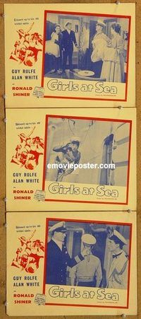 a478 GIRLS AT SEA 3 English movie lobby cards '58 Guy Rolfe, English!