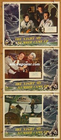 a516 NIGHT MY NUMBER CAME UP 3 English movie lobby cards '55 Redgrave