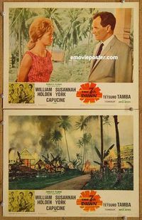 a219 7TH DAWN 2 movie lobby cards '64 William Holden, Susannah York