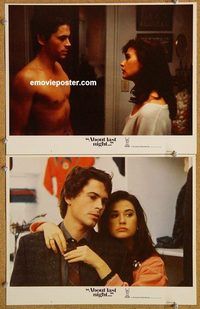 a221 ABOUT LAST NIGHT 2 movie lobby cards '86 Rob Lowe, Demi Moore
