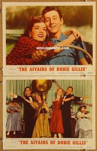 a223 AFFAIRS OF DOBIE GILLIS 2 movie lobby cards '53 Reynolds, Van
