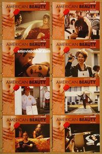 a009 AMERICAN BEAUTY 8 movie lobby cards '99 Kevin Spacey, Mena Suvari