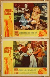 a227 ANGEL BABY 2 movie lobby cards '61 Burt Reynolds, Salome Jens