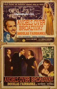 a228 ANGELS OVER BROADWAY 2 movie lobby cards '40 sexy Rita Hayworth!