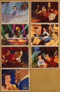 a732 BEAUTY & THE BEAST 7 movie lobby cards '91 Walt Disney