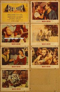 a733 BEN HUR 7 movie lobby cards '60 Charlton Heston, Boyd