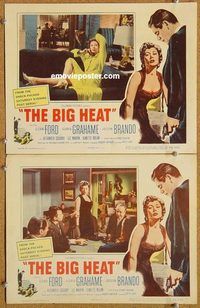 a240 BIG HEAT 2 movie lobby cards '53 Gloria Grahame, Lee Marvin