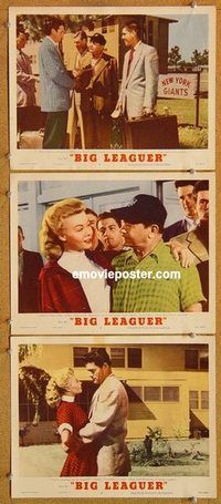 a442 BIG LEAGUER 3 movie lobby cards '53 Edw G. Robinson, baseball