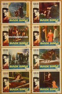 a031 BLACK SUNDAY 8 movie lobby cards '61 Mario Bava, AIP demons!