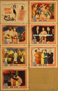 a738 BOP GIRL GOES CALYPSO 7 movie lobby cards '57 Judy Tyler, Troup