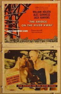 a244 BRIDGE ON THE RIVER KWAI 2 movie lobby cards '58 William Holden