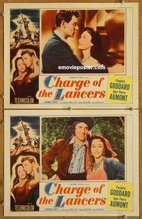 a254 CHARGE OF THE LANCERS 2 movie lobby cards '54 Goddard, Aumont