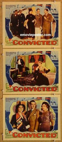 a459 CONVICTED 3 movie lobby cards '31 Aileen Pringle, mystery!