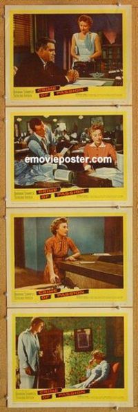 a572 CRIME OF PASSION 4 movie lobby cards '57 Barbara Stanwyck, Hayden