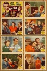 a055 CRISIS 8 movie lobby cards '50 Cary Grant, Jose Ferrer, Raymond
