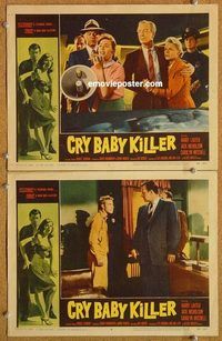 a265 CRY BABY KILLER 2 movie lobby cards '58 1st Jack Nicholson!
