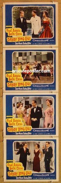 a575 DADDY LONG LEGS 4 movie lobby cards '55 Fred Astaire, Caron