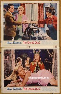 a270 DEVIL'S OWN 2 movie lobby cards '67 Hammer, Joan Fontaine