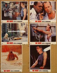 a656 DIE HARD WITH A VENGEANCE 6 movie lobby cards '95 Bruce Willis