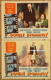 a274 DOUBLE DYNAMITE 2 movie lobby cards '52 Groucho Marx, Jane Russell