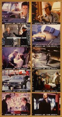 a208 ENEMY OF THE STATE 10 movie lobby cards '98 Will Smith, Hackman