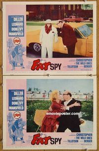a284 FAT SPY 2 movie lobby cards '66 Phyllis Diller, Jack E. Leonard