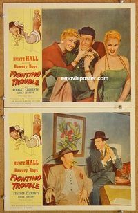 a285 FIGHTING TROUBLE 2 movie lobby cards '56 Bowery Boys, Jergens